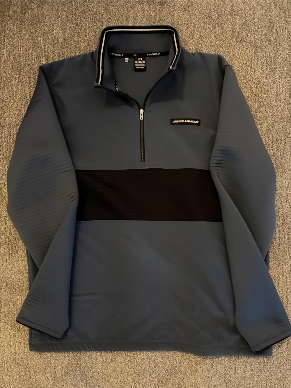 Under Armour Golf Storm 1/4 Zip Pullover Jacket Downpour Gray Black Mens XL EUC